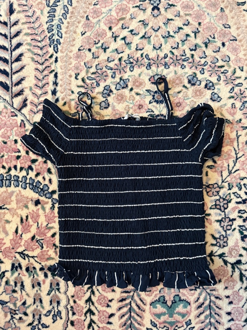 abercrombie kids navy blue striped tank top off shoulder tween 15/16 summer